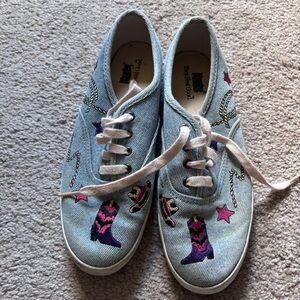 Vtg 90s keds Denim Sneakers cowgirl embroidery